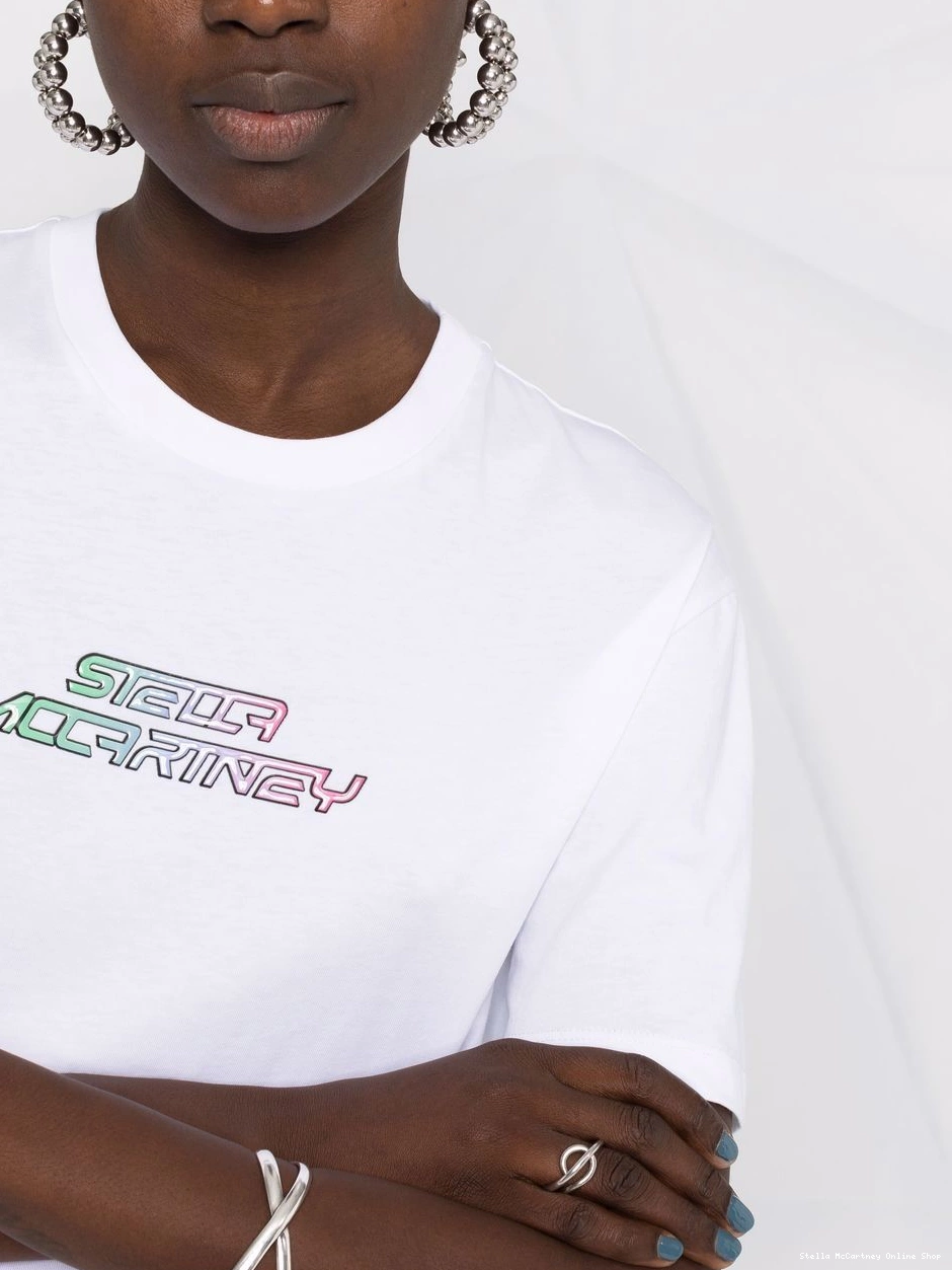 Affordable McCartney Women Stella raised-logo T-shirt cotton 0823